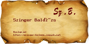 Szinger Balázs névjegykártya