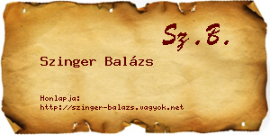 Szinger Balázs névjegykártya